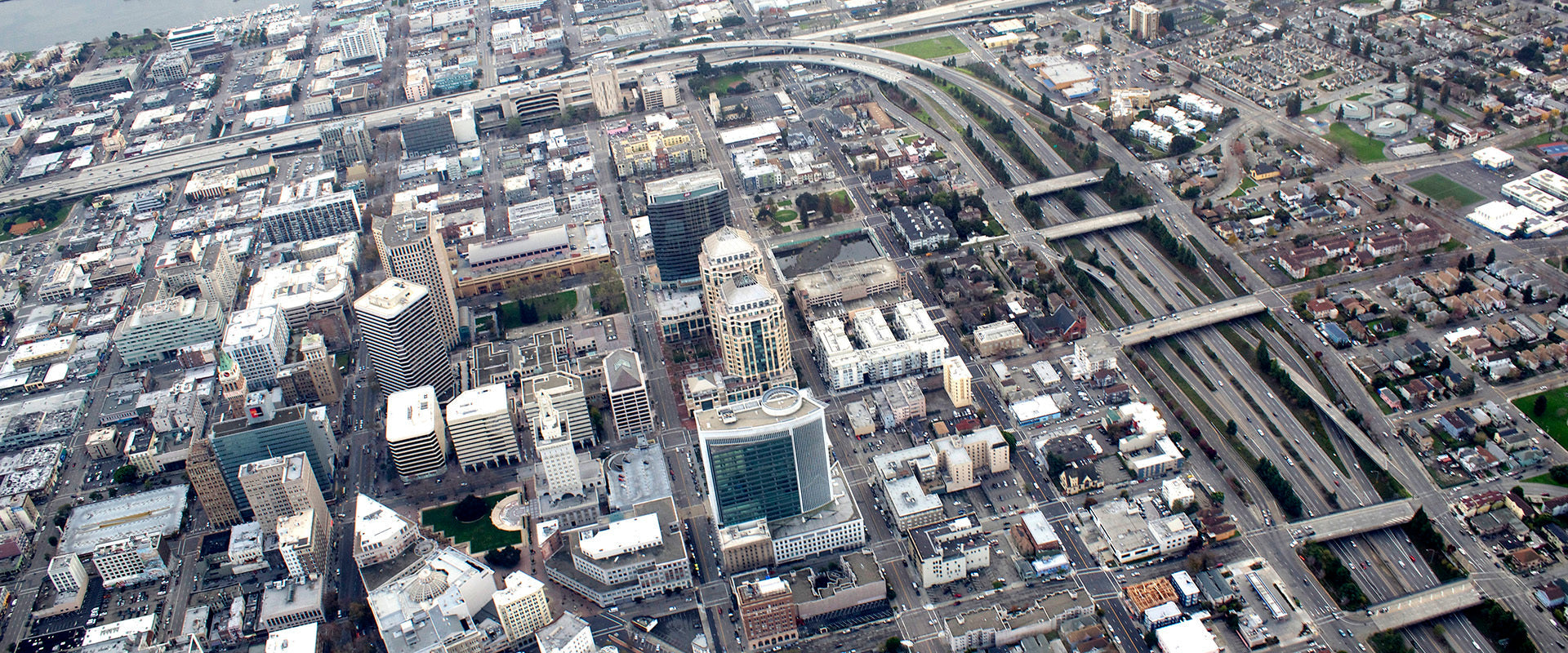 Aerial view of downtown Oakland.