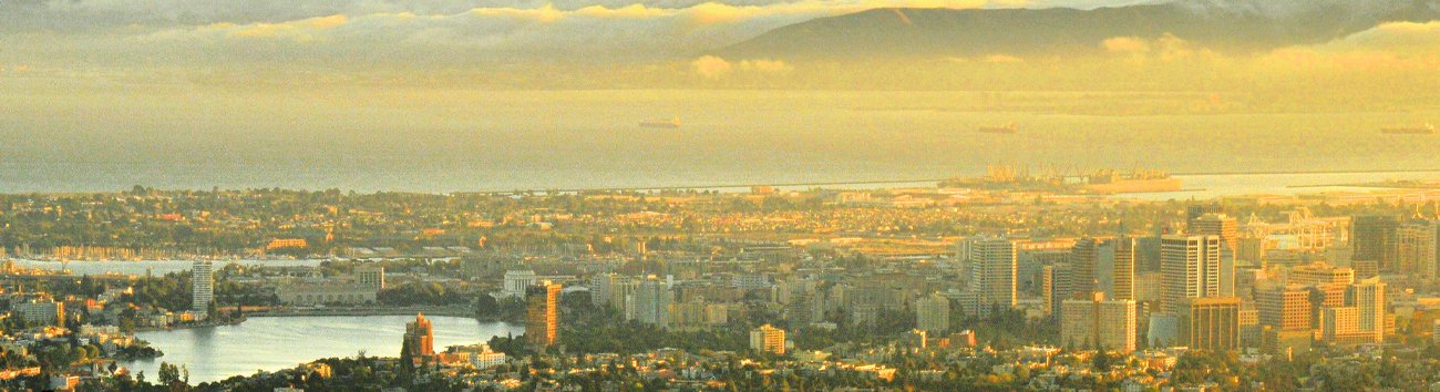 View of downtown Oakland and Lake Merritt.