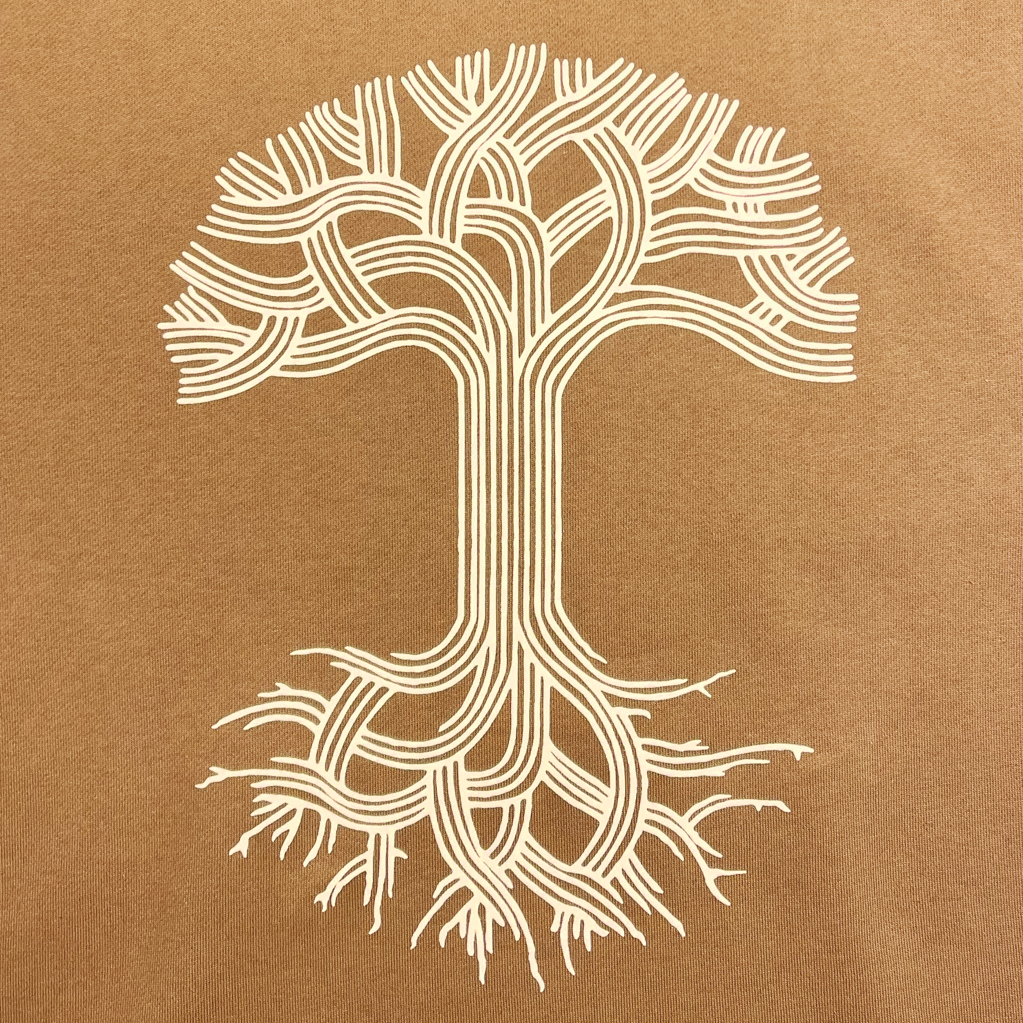 Detail back view of pullover Hoodie - Classic Oaklandish, Saddle brown.