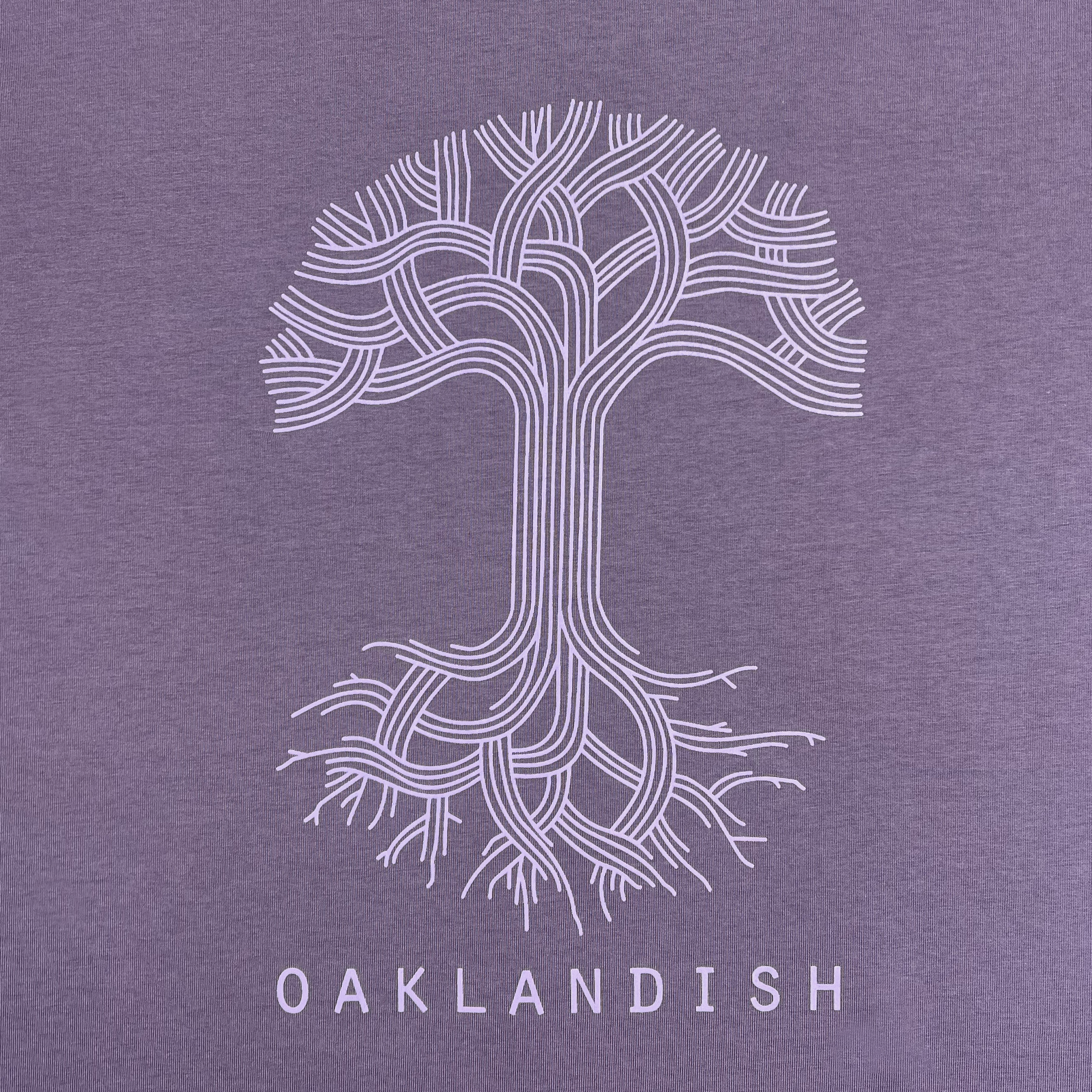 Detailed front view Oaklandish classic logo tee mauve.