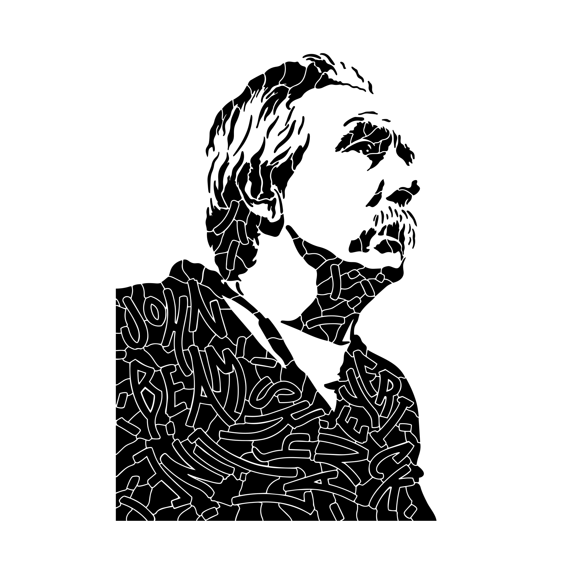 Oaklandish Women’s Coach Beam’s Legacy Tee features a black-and-white stylized portrait of Coach John Beam in bold lines, with “John Beamish Never Surrender” artfully inscribed within his silhouette.