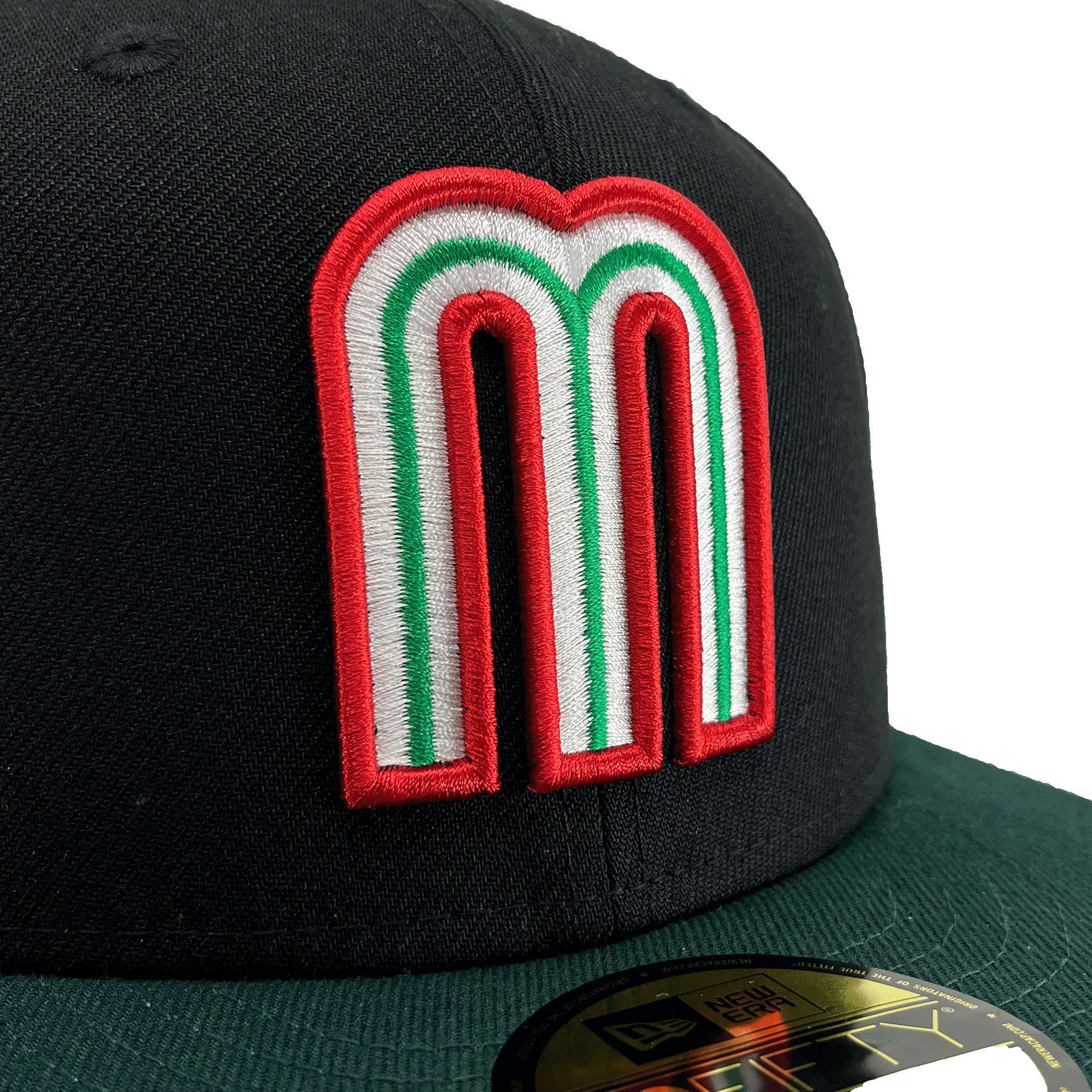 Detailed side embroidery of M.