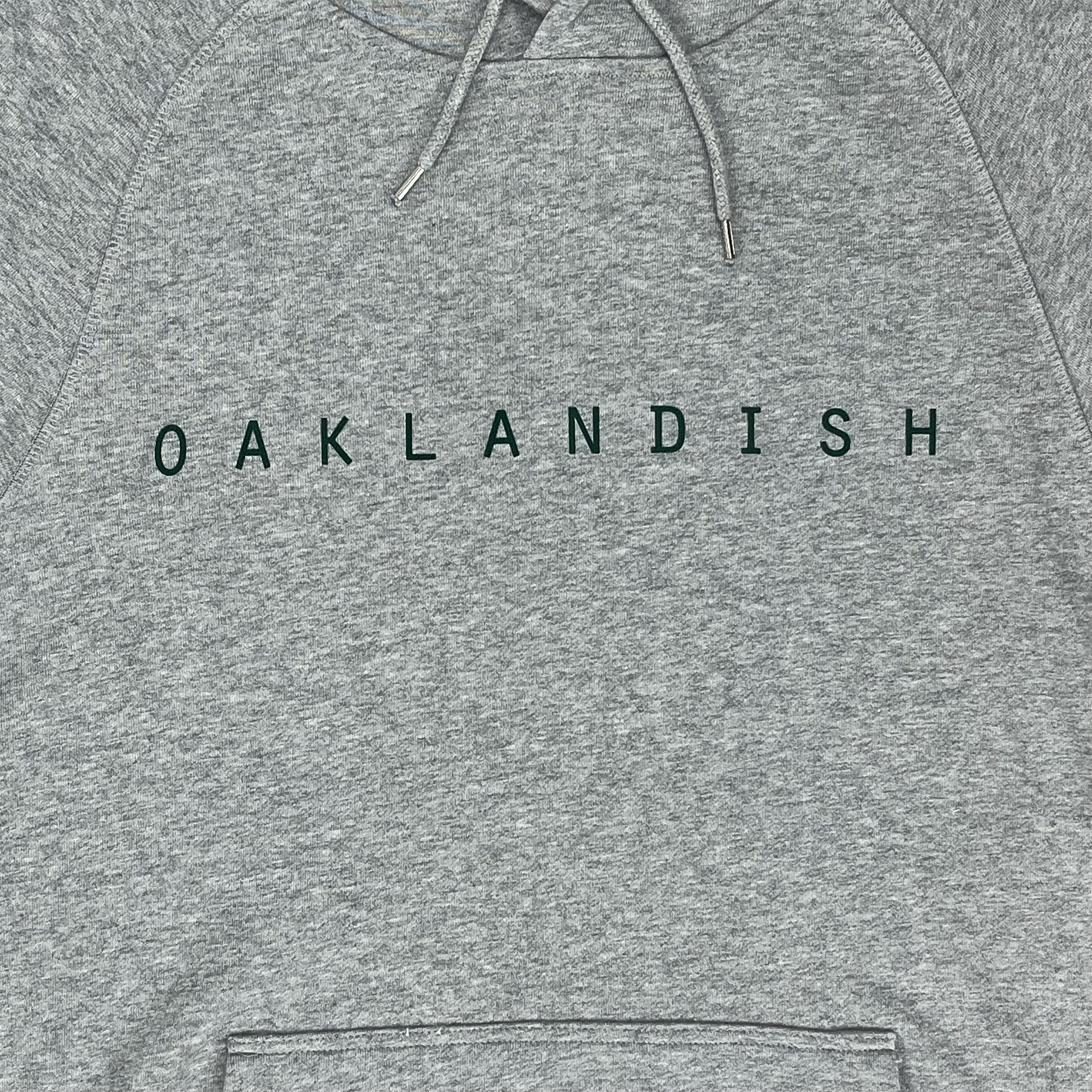 Detailed front view of premium pullover Hoodie - Classic Oaklandish, Athletic Heather