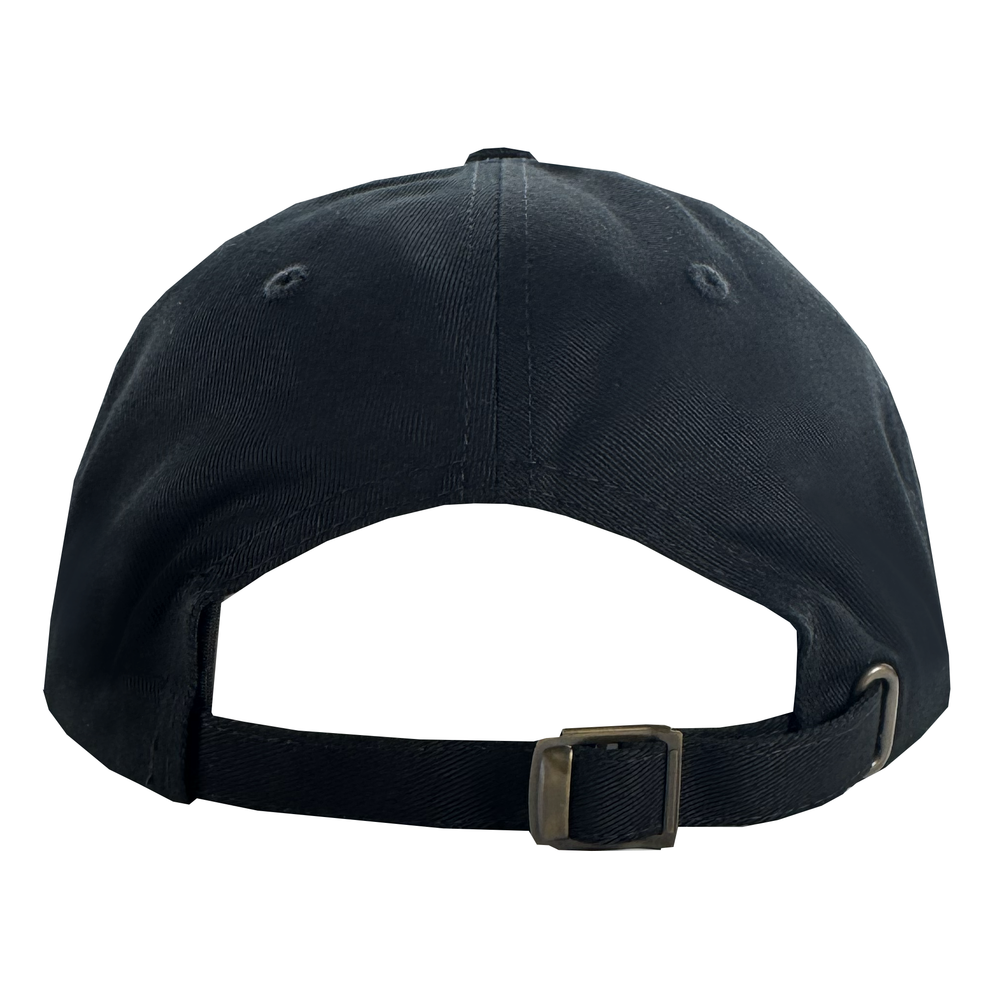 An Oakland Roots SC X Break Free Hat in black, viewed from the back. It features an adjustable strap with a metal buckle, visible stitching, and two side eyelets. The background is plain white. Brand: Oakland Roots SC.