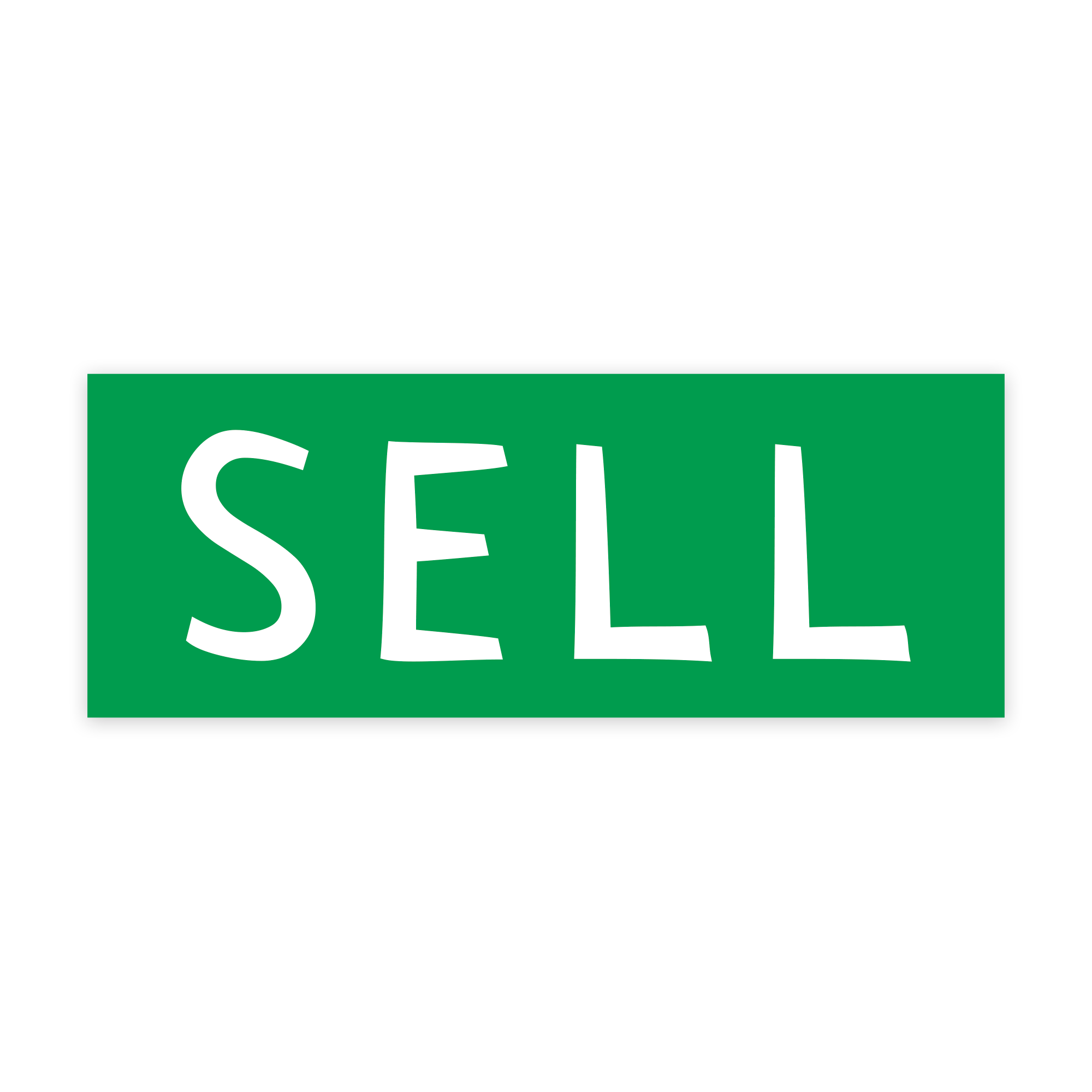 SELL text in white on 4" width kelly sticker.