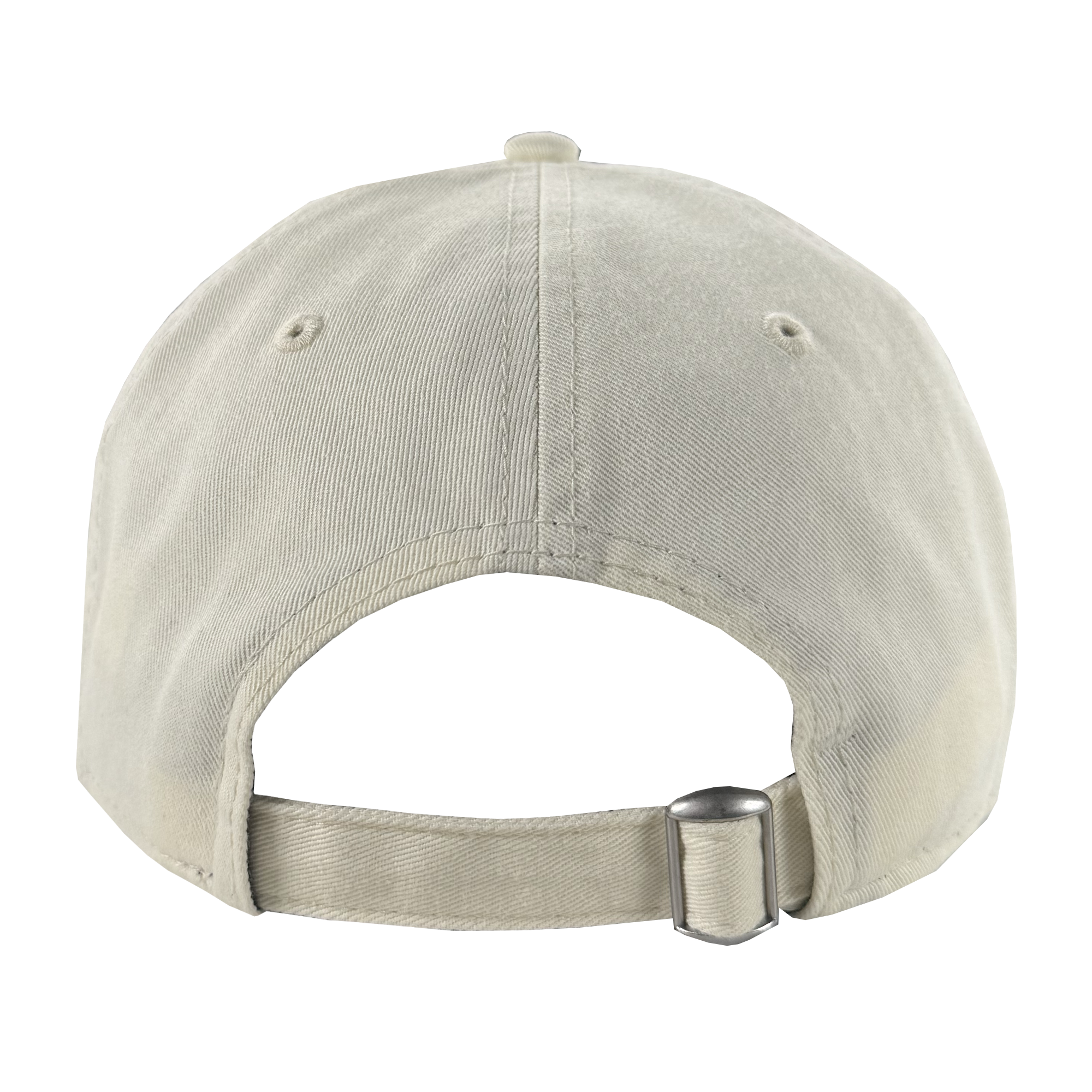 The GSV Logo 2 9TWENTY Hat by GSV is a beige Dad hat with an adjustable strap back and metal buckle, two embroidered ventilation eyelets, a top button, and shown on a plain white background.