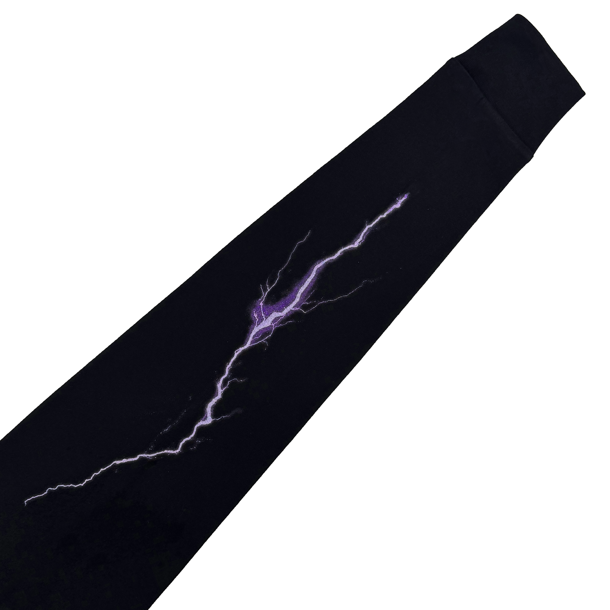 The GSV Golden State Valkyries Violet Lightning LS Tee is an organic cotton black long sleeve, showcasing a vivid purple lightning bolt for a bold fan look.