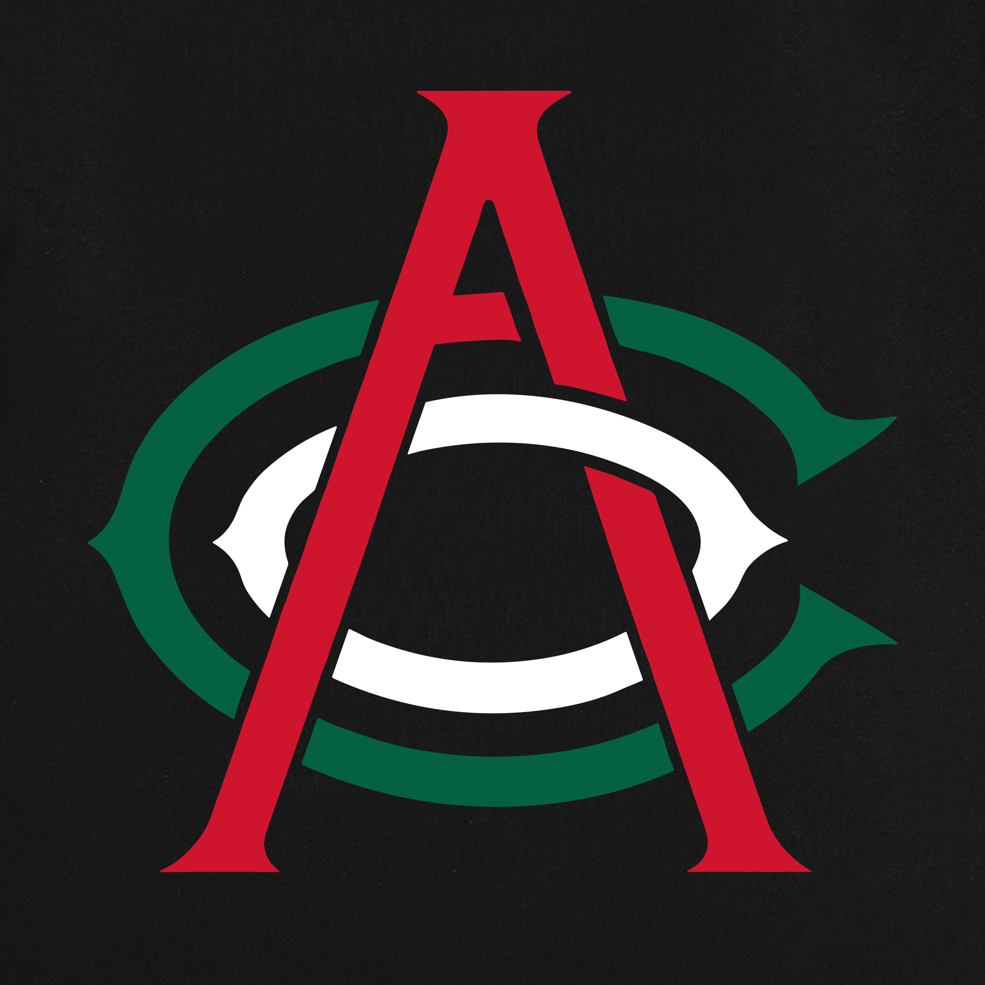 Introducing the Viva OAC Tee from OAC—a bold, geometric design featuring a large red letter “A” layered over a stylized green “C” with a crisp white center, set against a black background. Inspired by the Oakland Athletic Club, this unified logo is perfect for printing on our heavy-weight cotton, classic fit t-shirt.