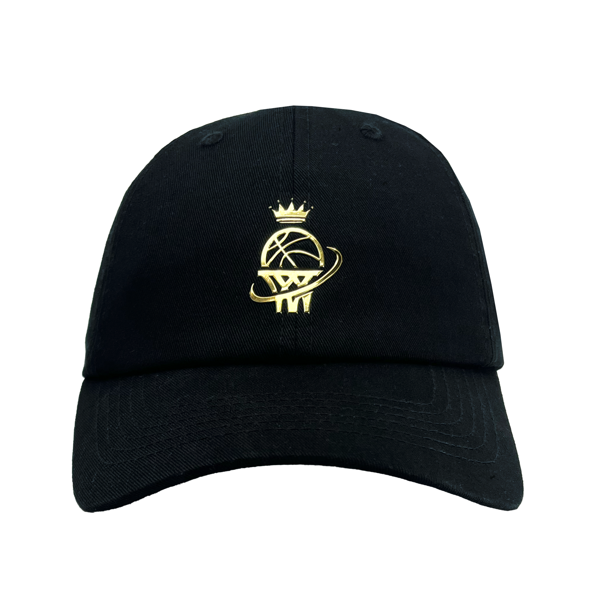 Front view of a black ball cap with gold WPBA logo on the front crown.