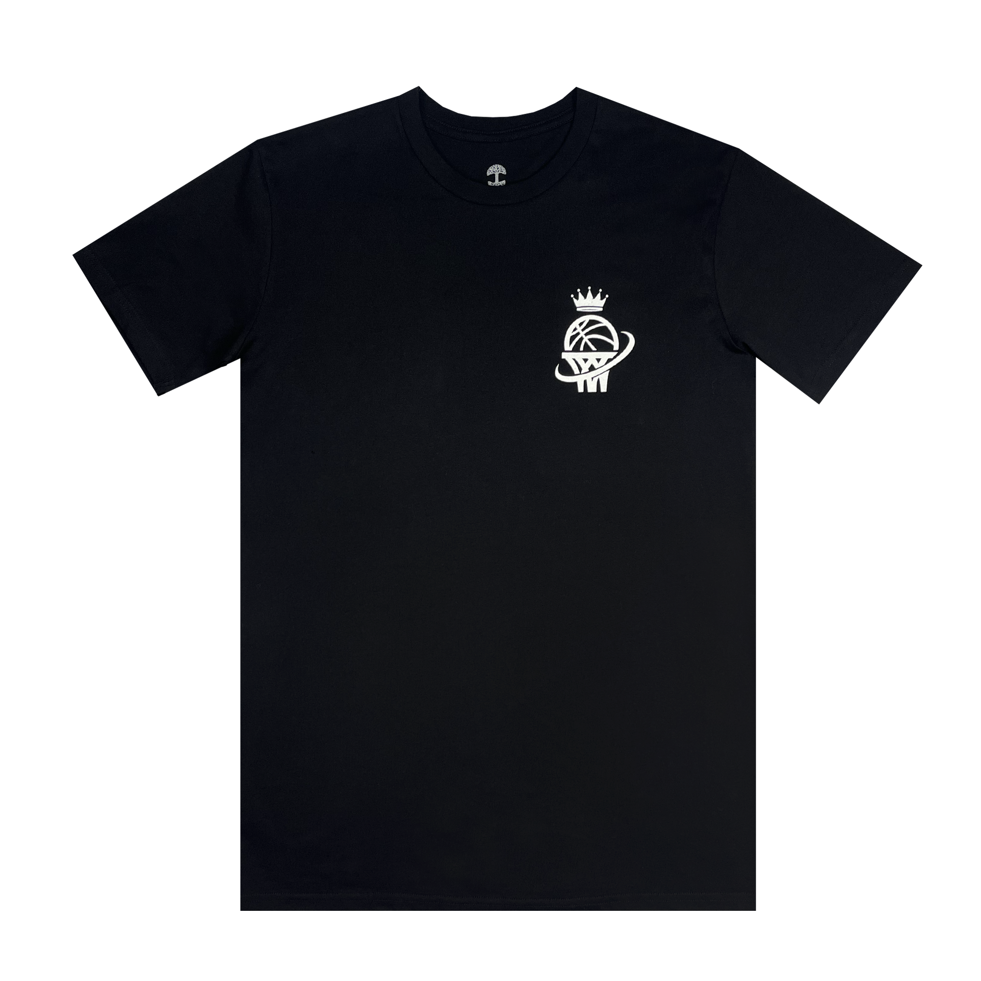  Front view of WPBA black t-shirt with WPBA logo on left chest in white.