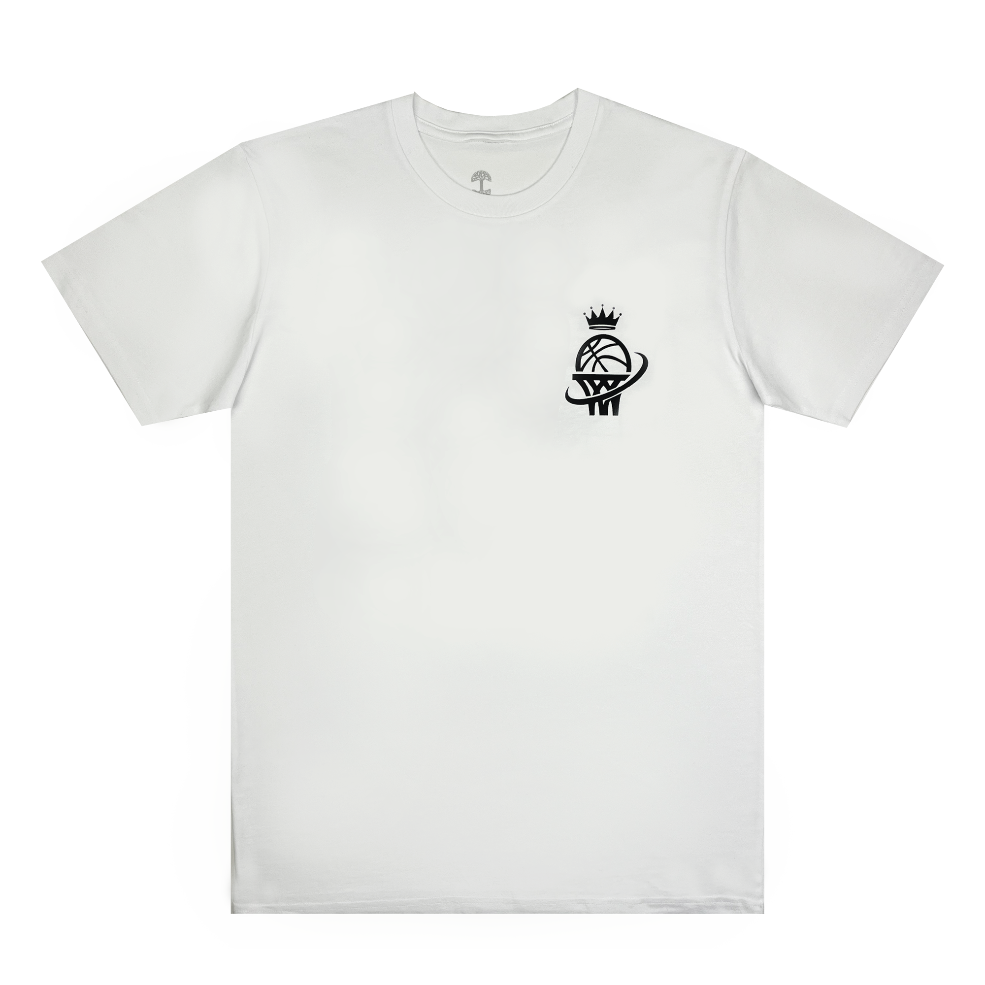 Front view of WPBA white t-shirt with WPBA logo on left chest in black.
