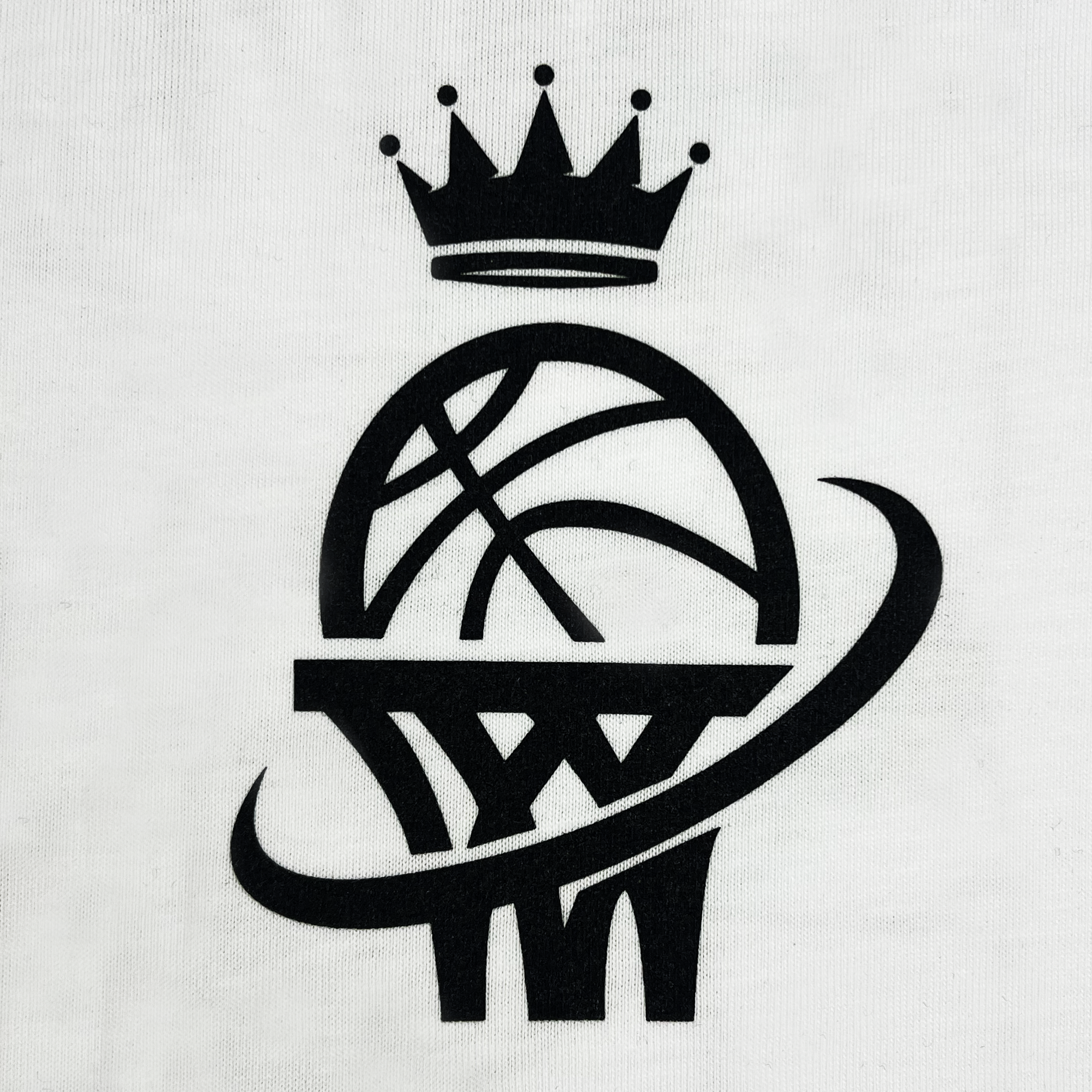 Detailed front view of WPBA white t-shirt with WPBA logo on left chest in black.