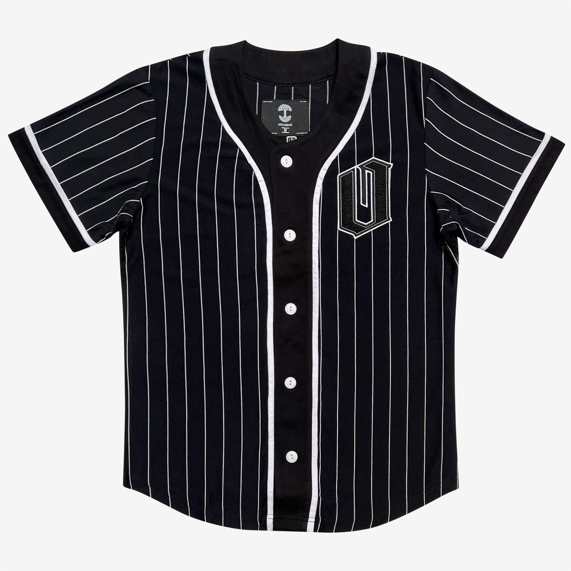 Baseball Jersey - Official Away, O for Oakland, Black & White X-Large / Black