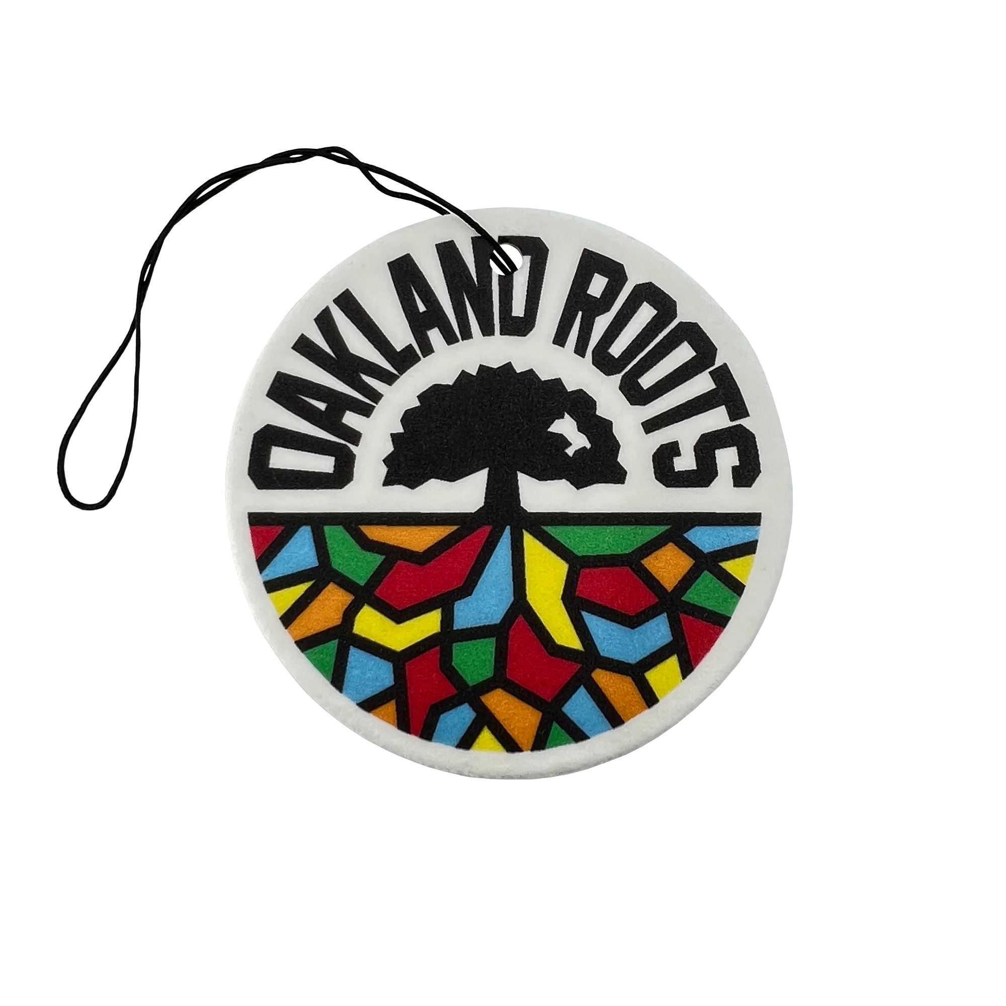 Round air freshener with full-color Roots SV logo with a string to hang.