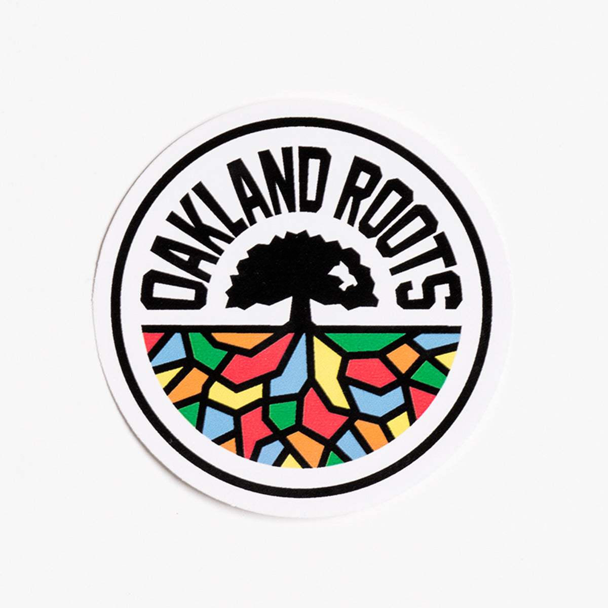 Oakland Roots full-color logo sticker.