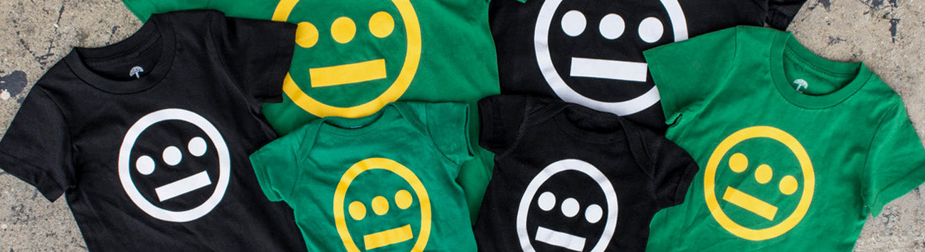 Green and Black tees with Hieroglyphics logo on front.