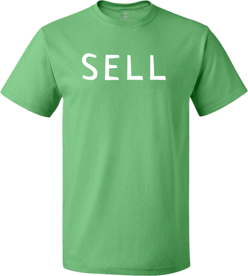 White print of Sell on front of Kelly tee.