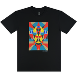 Black t-shirt with full-color art by Oakland artist Adian Millett created in collaboration with Zendaya and Project Backboard.