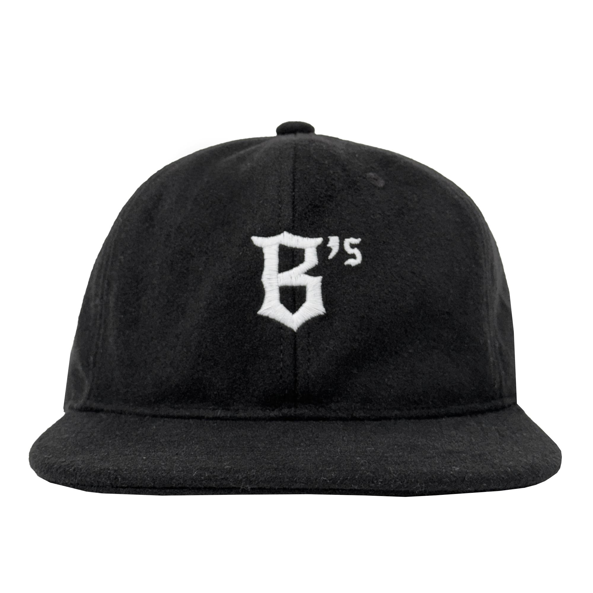 The Oakland Ballers B Strapback is a black hat with a flat brim and an embroidered white gothic-style “B” on the front. An adjustable strapback offers comfort. Shown from the front on a plain white background. Brand: Oakland Ballers.