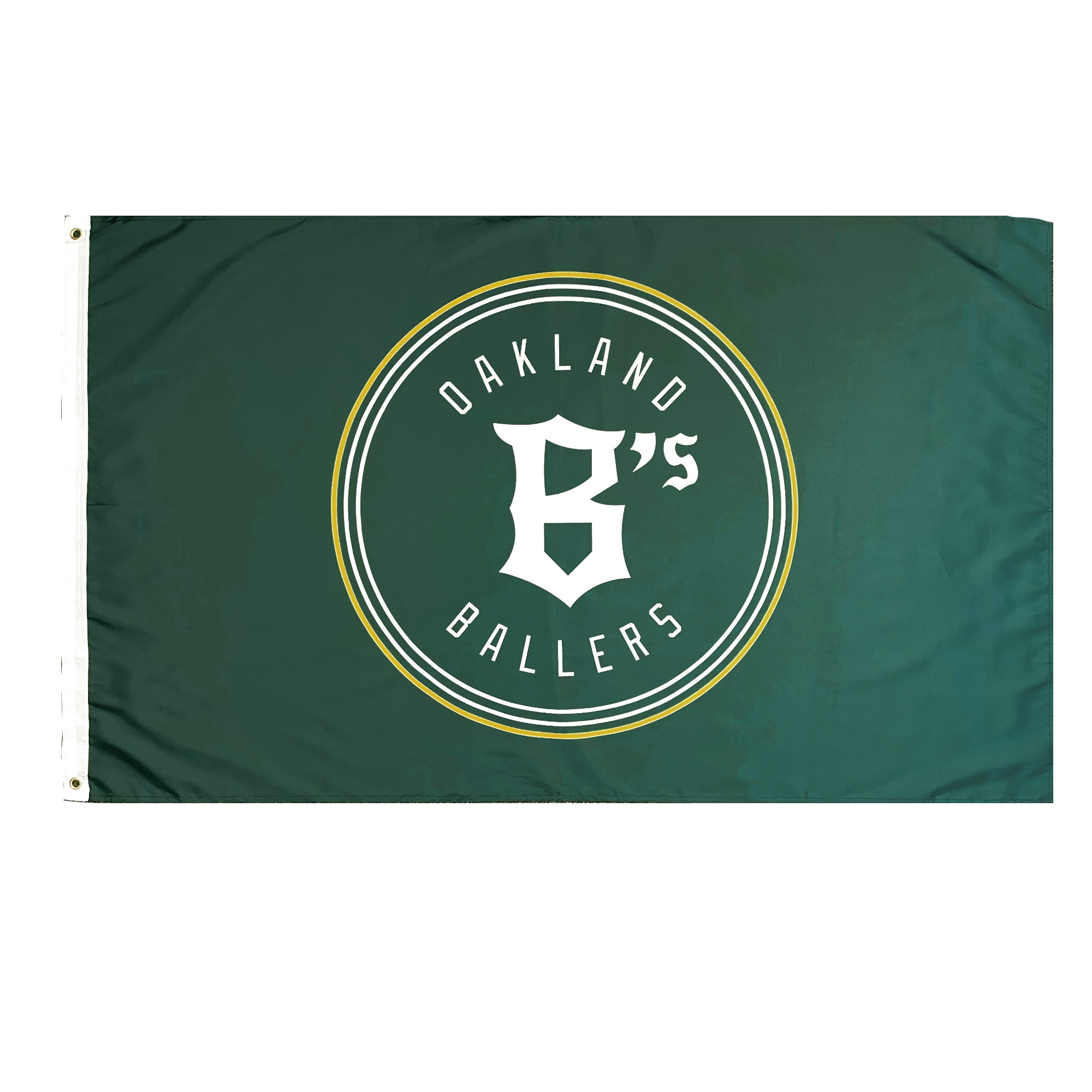 Forest flag with Oakland Ballers logo in center.