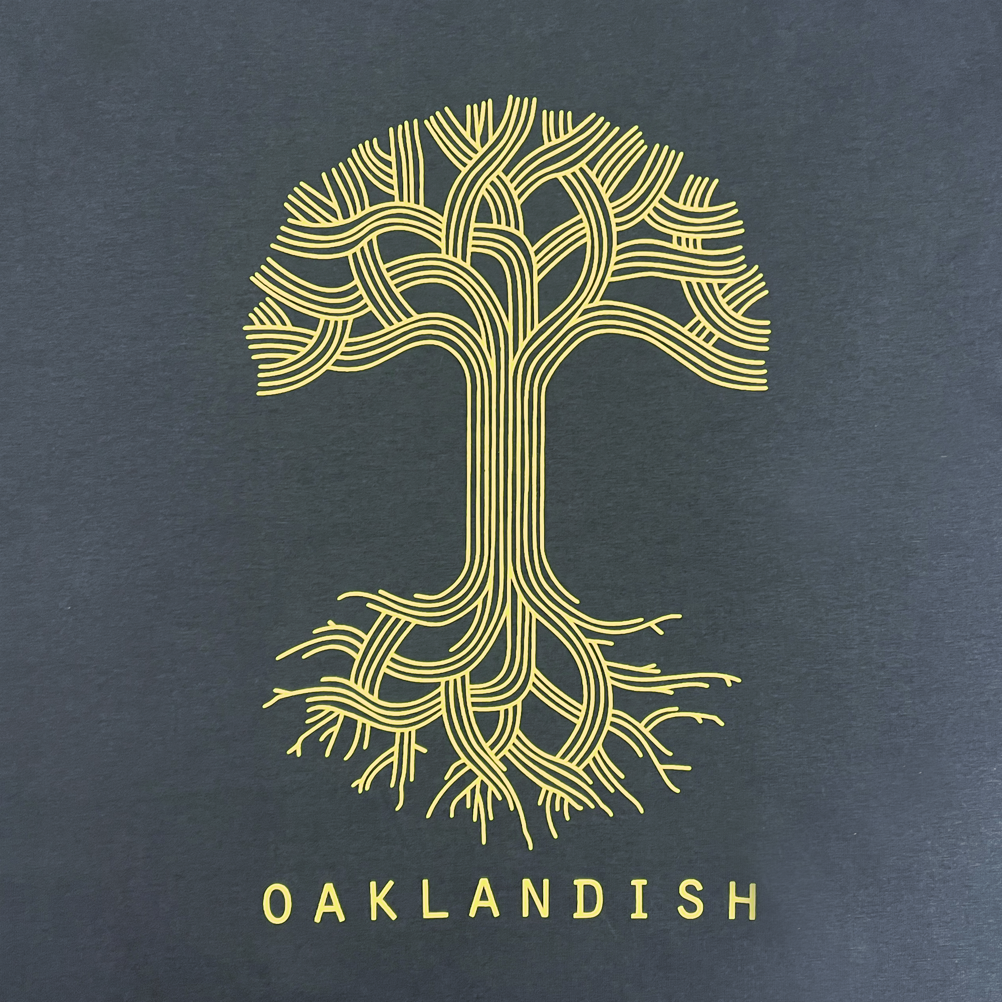 Detail front view Oaklandish classic logo tee petrol blue.