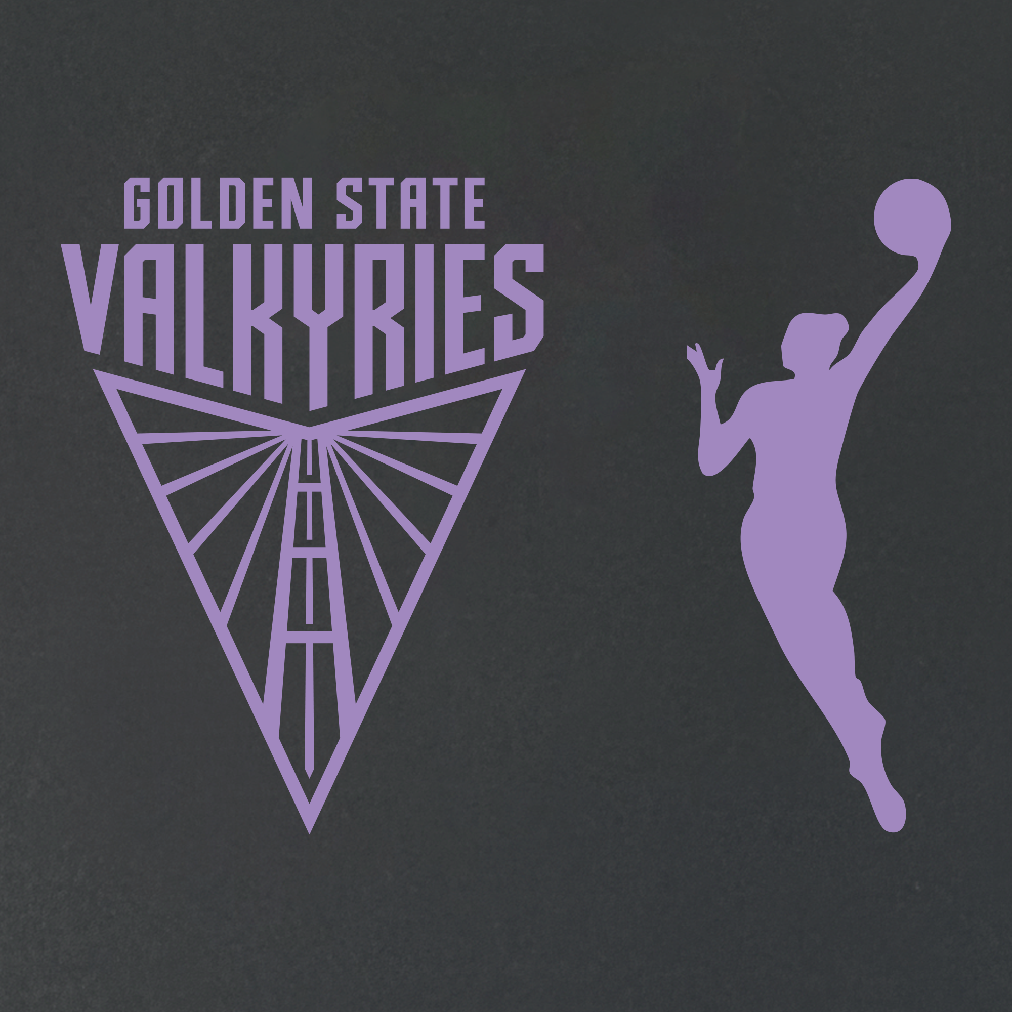 Show your support for the Golden State Valkyries with the GSV Varsity Tee from GSV. Featuring a bold purple “Golden State Valkyries” logo above a stylized triangular wing, this classic fit t-shirt also displays a striking purple silhouette of a basketball player in mid-jump, arm raised with ball in hand, all set against a dark background. Made from 100% cotton, it’s the perfect choice for any Valkyries fan.