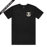 Black tee with white Isha logo on right chest wear side, celebrating women’s reproductive rights.