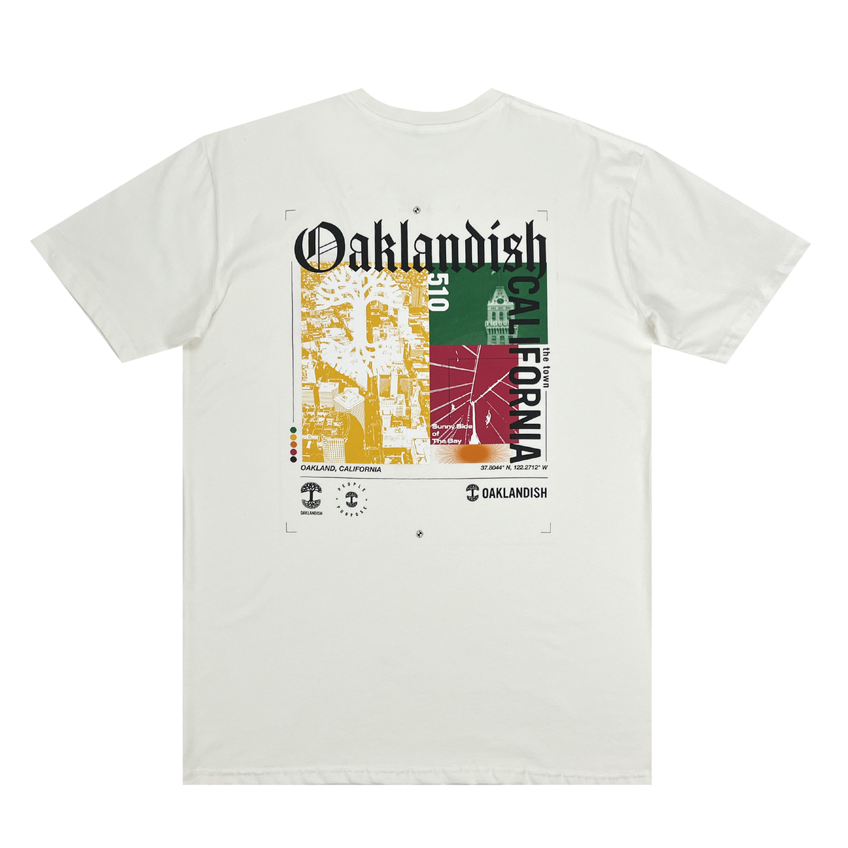 Oakland Motif Graphic T-Shirt Natural Cotton Tri-Color Design