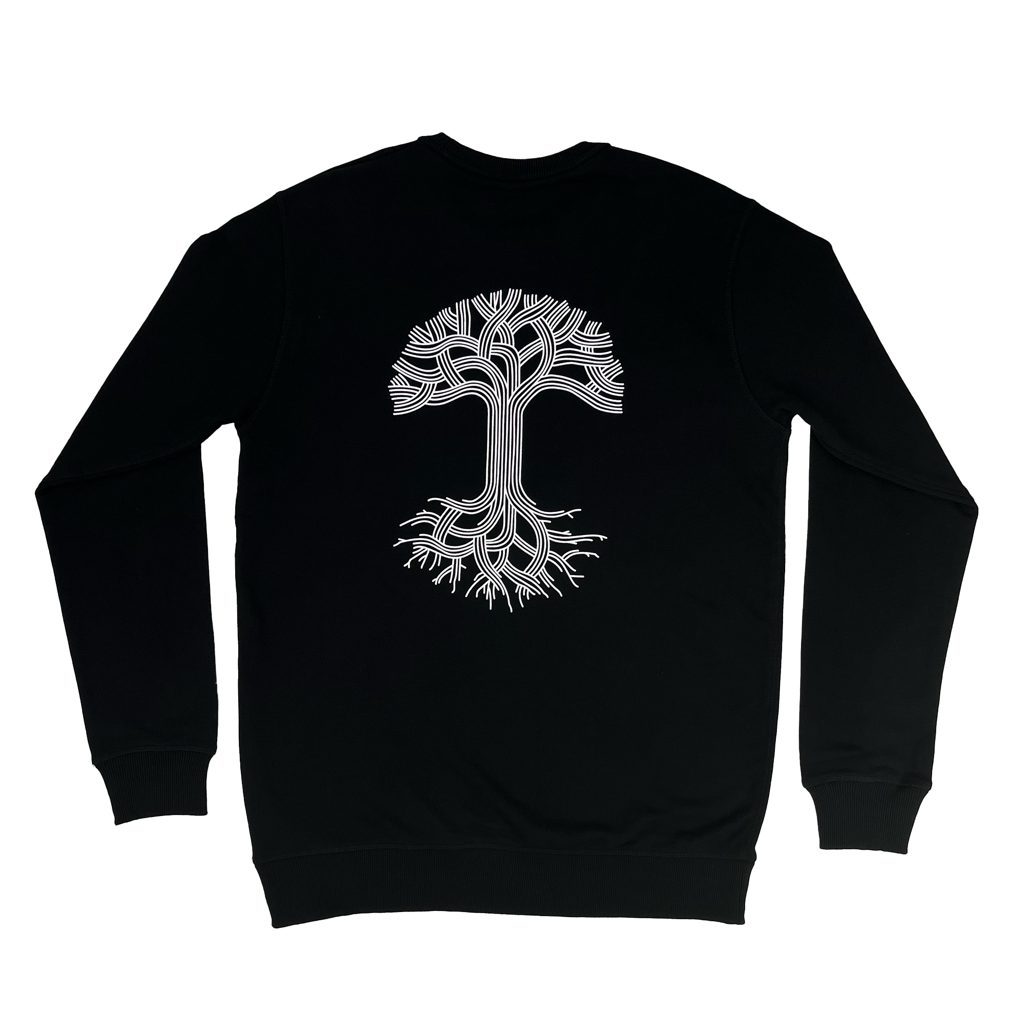Back view of Premium crewneck sweatshirt - Oaklandish tree logo, Mineral
