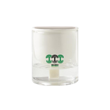 Self watering planter cup with Oaklandish tree logos in black and green.
