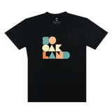 Black t-shirt with large SoOakland full color wordmark on front chest.