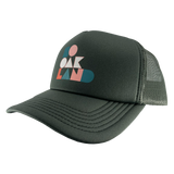 Side view of a cypress trucker cap with a mesh back and full-color SoOakland wordmark in the crown.