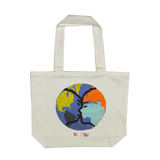Be Kind Oakland mural art by contemporary artist Squeak Carnwath on a cream-colored shopping tote.