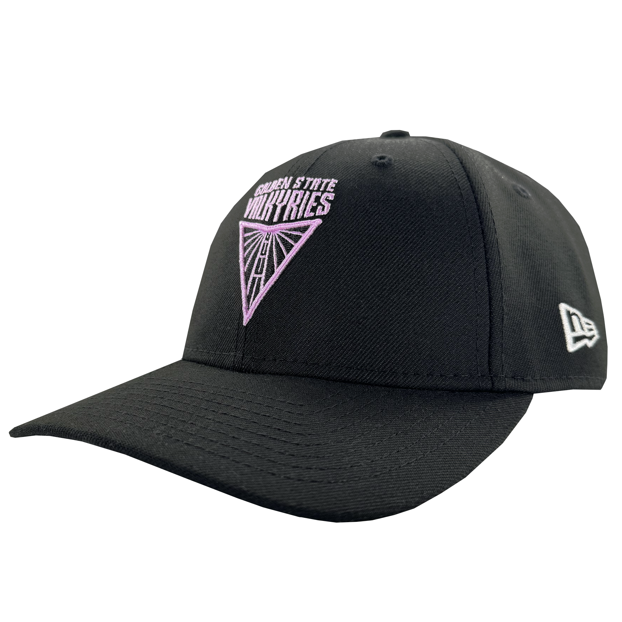 The GSV Logo 9FORTY Snapback by GSV is a black baseball cap with a purple geometric logo and "GOLDEN STATE MINISTRIES" embroidered on the front, plus a white New Era logo on the side, shown against a plain white background.