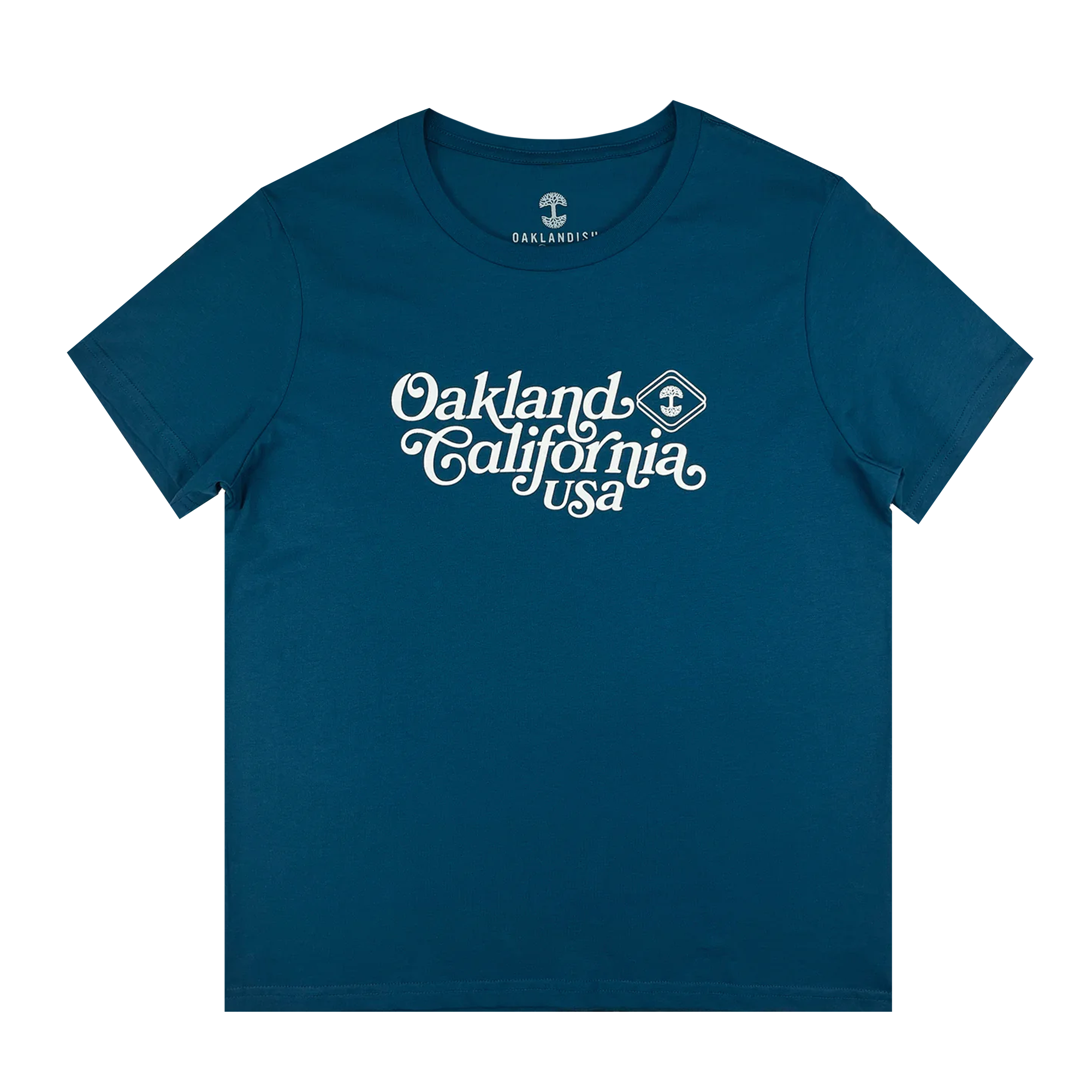 Women’s T-Shirt - Bookman Vintage, Oakland, California USA, Atlantic Blue