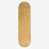 Top view of finished skateboard wood deck.