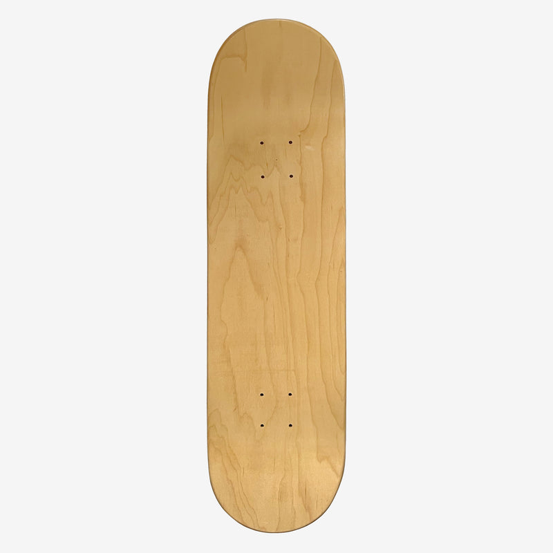 Top view of finished skateboard wood deck.