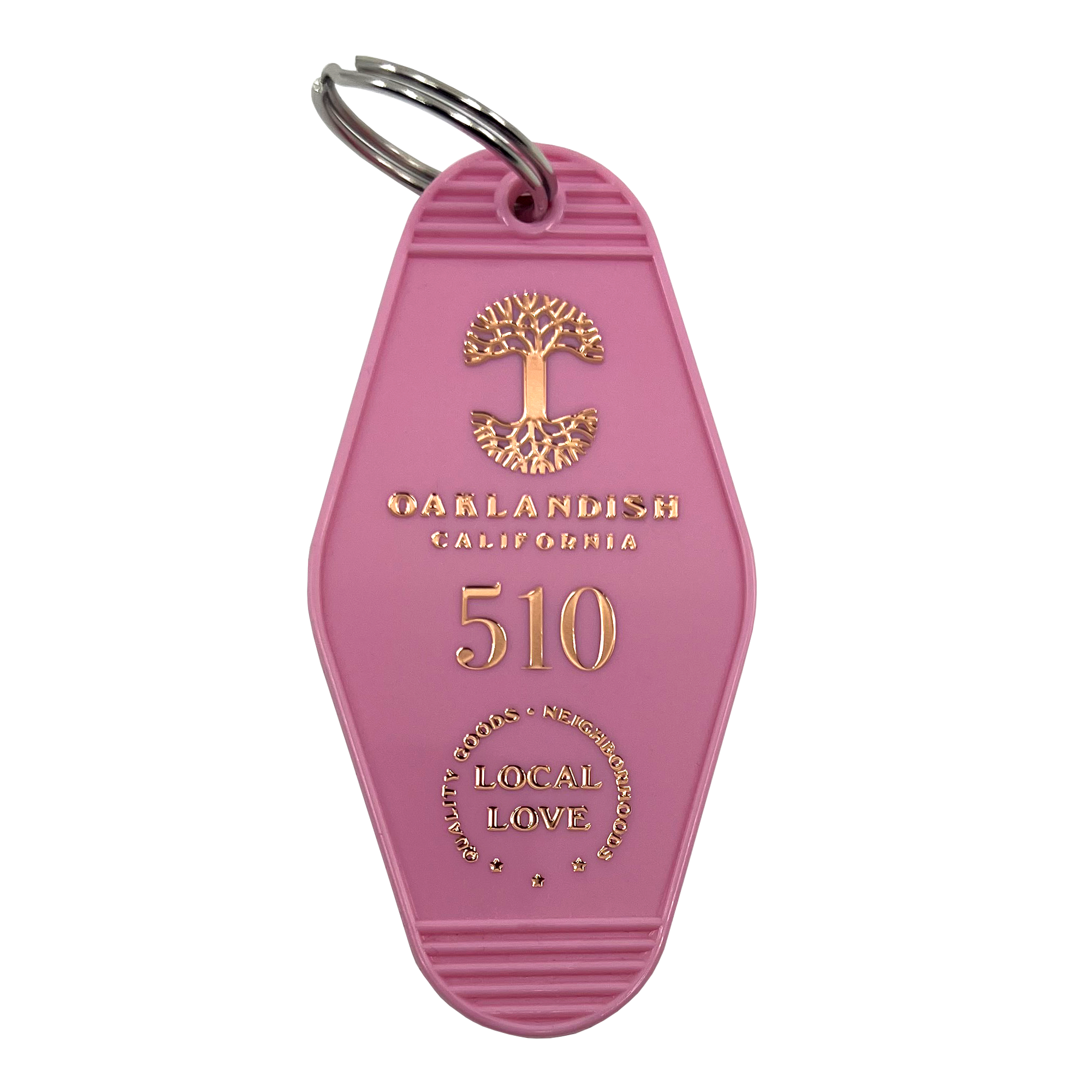 Keychain - Retro Hotel Style, Oaklandish 510 Local Love, Pink