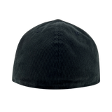 Backside of New Era 59FIFTY black corduroy fitted cap