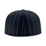 Backside of New Era 9FIFTY black pinstripe fitted cap.