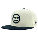 New Era 59FIFTY fitted cap with a black corduroy brim and black embroidered Hieroglyphics logo angled to show the New Era logo on the left wear side.