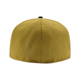 Backside of New Era 59FIFTY gold fitted hat.