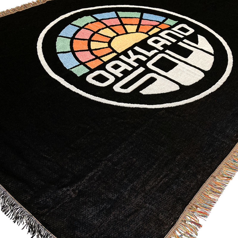 Detailed close up image of Oakland Soul throw blanket.