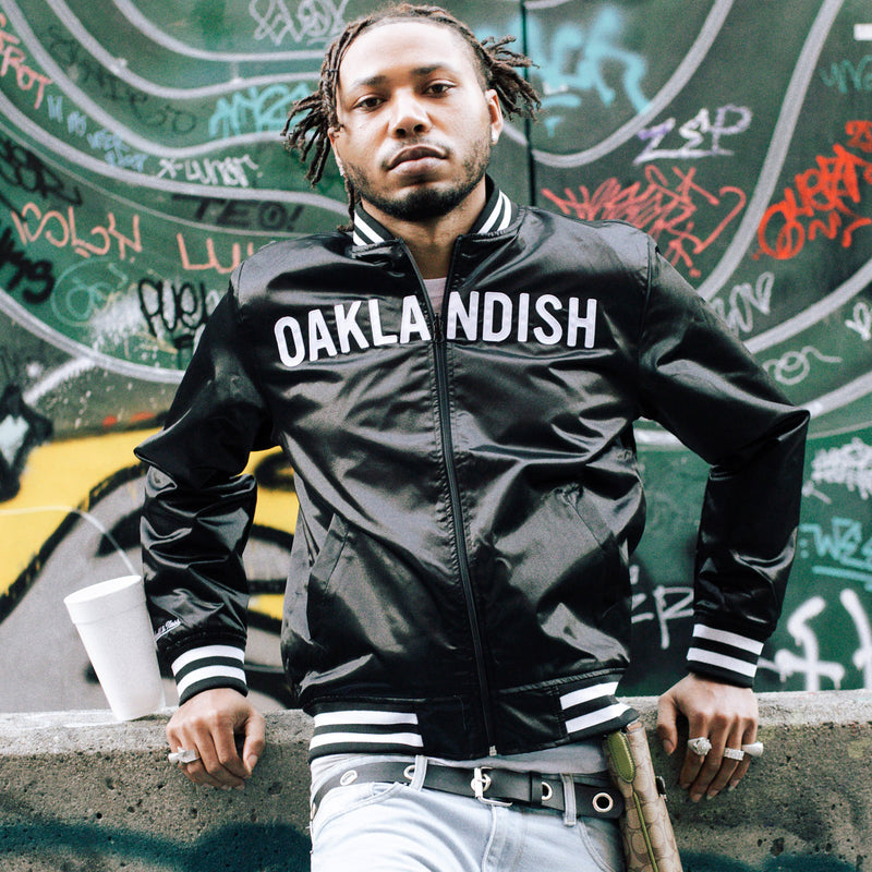 Satin Jacket - Mitchell & Ness x Oaklandish, Reversible Black