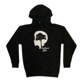 Front view of black hoodie with white OutDoor Afro logo and wordmark.