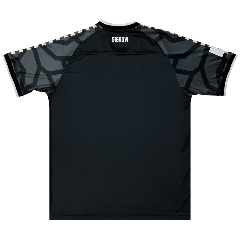 Back view of black Project 510 x Meyba jersey with '51GROW' wordmark lockertag in black.