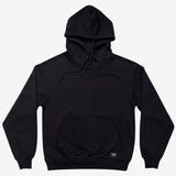 Black pullover hoodie with monochromatic Oaklandish embroidered wordmark on the chest.