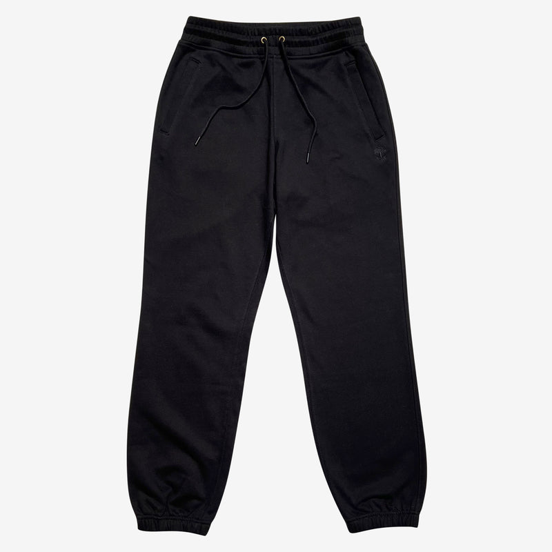 Black joggers with front pockets, drawcord, and embroidered Oaklandish tree logo under left front pocket.