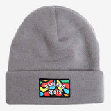 Dark grey cuffed beanie with full-color Roots SC mosaic logo in front middle of the cuff.