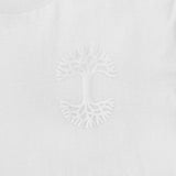 Video of white tee with white Oaklandish tree logo transitioning in sun to blue Oaklandish tree logo.